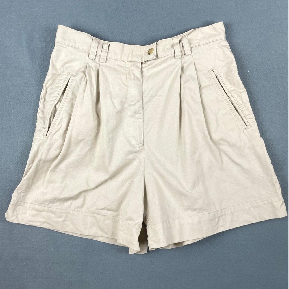 NY&CO New York & Company Pleated Shorts Old Money Coastal Khaki Cotton Size 12